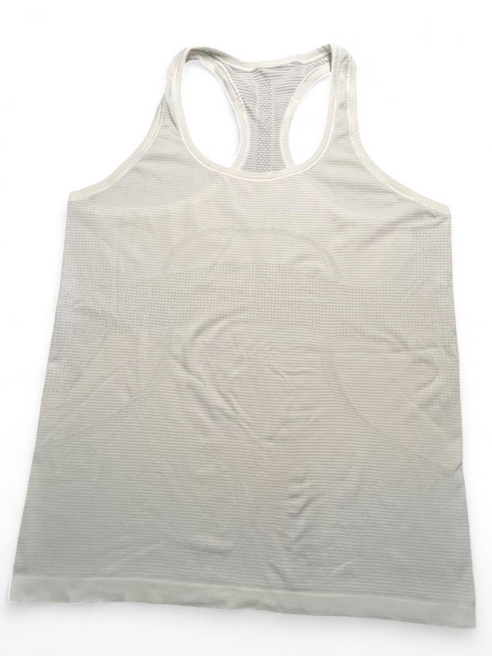Lululemon White Tank with encouragement on the hem, 12